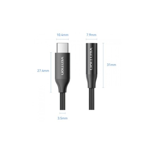 Перехідник USB-C to 3.5mm M black Vention (BIIBA)