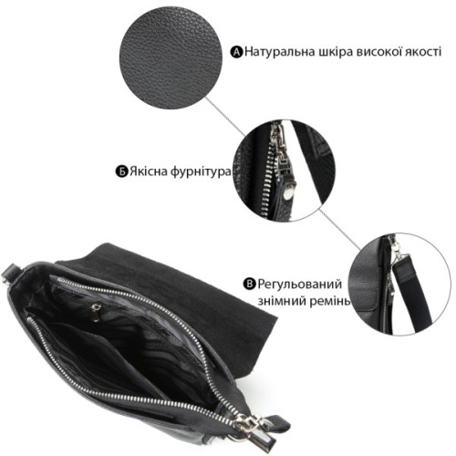 Сумка Shvigel Шкіряна Чорна (11016)