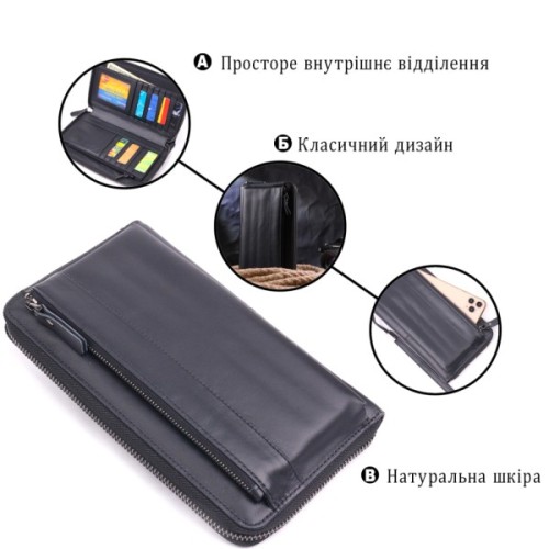 Гаманець Vintage З натуральної шкіри Чорний (21292)