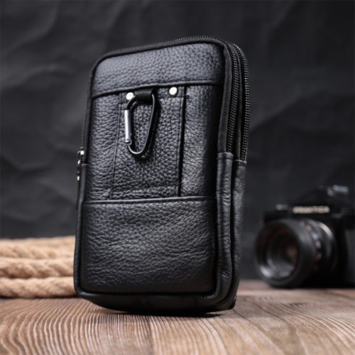 Сумка Vintage На пояс з натуральної шкіри Чорна (22736)