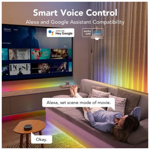 Світлодіодна стрічка Govee RGBIC Basic Wi-Fi + Bluetooth LED Strip Light With Protective Coating 10м Білий (H619C3D1)