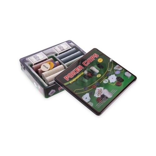 Настільна гра Johnshen Sports Покерний набір на 500 фішок без номіналу + сукно (бляшана коробка) (IG-3006)