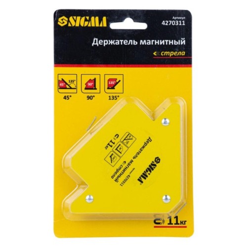 Магніт для зварювання Sigma стріла 11кг 75x65мм (45,90,135°) (4270311)