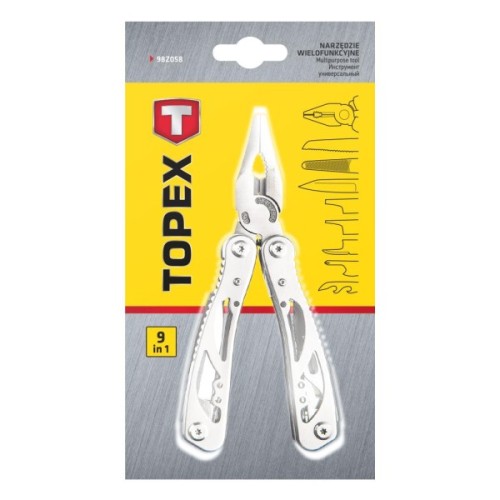 Мультитул Topex 9 елементів, сріблястий (98Z058)