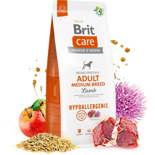Сухий корм для собак Brit Care Dog Hypoallergenic Adult Medium Breed гіпоалергенний з ягням 1 кг (8595602559039)