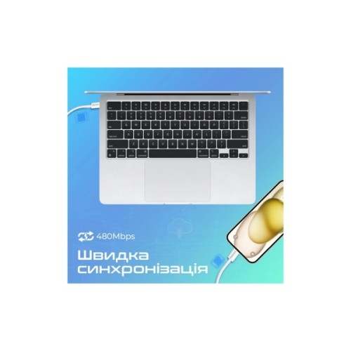 Дата кабель USB-C to USB-C 2.0m 60W PD EcoLine-CC200 white Promate (ecoline-cc200.white)