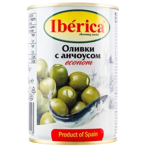 Овочева консервація Iberica Оливки фаршировані анчоусом 280 г (8436024298413)