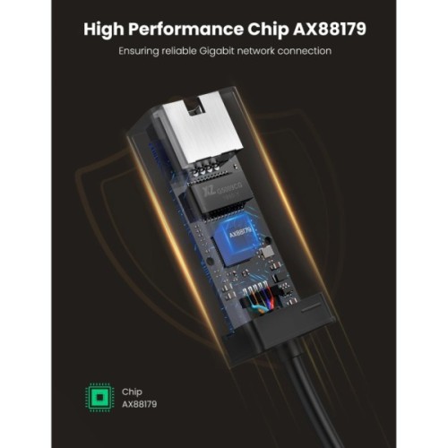 Перехідник USB 3.0 AM to RJ45 Ethernet 1000Mbps CR111 Black Ugreen (20256)