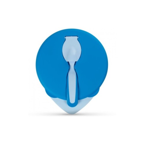 Набір дитячого посуду Baboo тарілочка глибока з кришкою та ложечкою синя (90594)