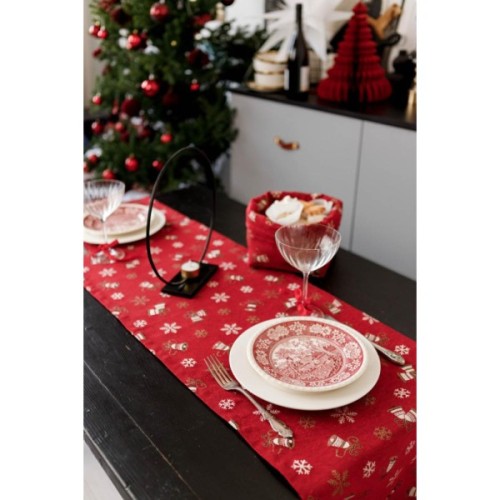 Доріжка на стіл Прованс Дзвіночки на червоному 40 х 140 см (036822)