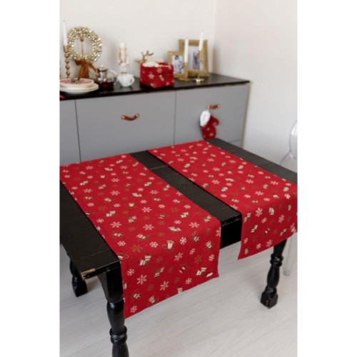 Доріжка на стіл Прованс Дзвіночки на червоному 40 х 140 см (036822)