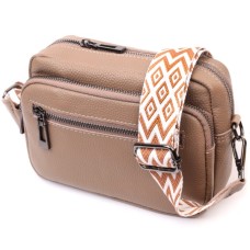 Сумка Vintage Жіноча з накладною кишенею з натуральної шкіри Бежева (22638)