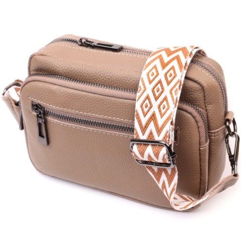 Сумка Vintage Жіноча з накладною кишенею з натуральної шкіри Бежева (22638)