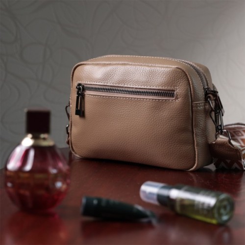 Сумка Vintage Жіноча з накладною кишенею з натуральної шкіри Бежева (22638)