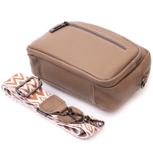 Сумка Vintage Жіноча з накладною кишенею з натуральної шкіри Бежева (22638)