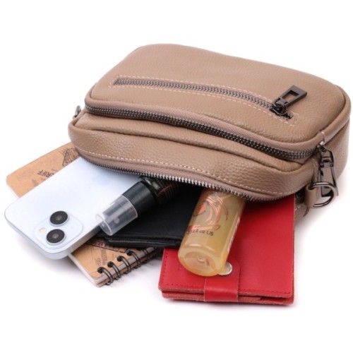 Сумка Vintage Жіноча з накладною кишенею з натуральної шкіри Бежева (22638)