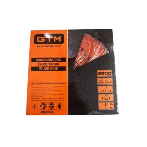 Диск пильний GTM 254×30мм, 100 зубів, по алюмінію (SBA-254100)