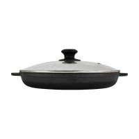 Сковорода Brizoll Monolith чавунна Гриль зі скляною кришкою 280х35 мм (M2835G-6)