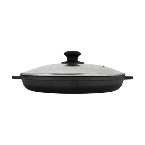 Сковорода Brizoll Monolith чавунна Гриль зі скляною кришкою 280х35 мм (M2835G-6)