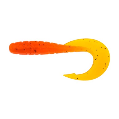 Силікон рибальський FishUP Mighty Grub 3.5" 049 - Pumpkin Orange/Black (7 шт/уп) (1864.04.26)