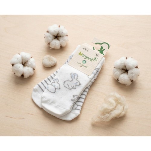Шкарпетки дитячі Bibaby із зайчиками (68237-18-24-creamblue)