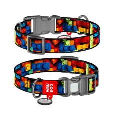 Нашийник для тварин WAUDOG Nylon з QR паспортом "Блоки" пластиковий фастекс XXL (284-4056)