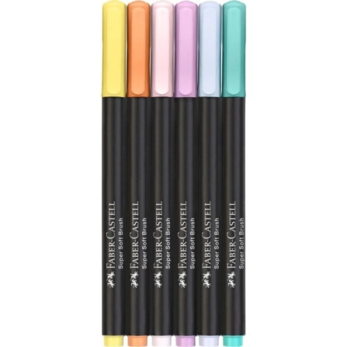 Фломастери Faber-Castell пензлики Black Edition Pastel пастельних кольорів, 6 кольорів (32357)