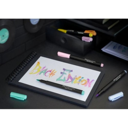 Фломастери Faber-Castell пензлики Black Edition Pastel пастельних кольорів, 6 кольорів (32357)