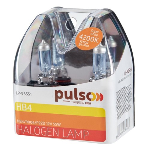 Автолампа PULSO HB4/9006/P22D 12v55w super white/plastic box (LP-96551)