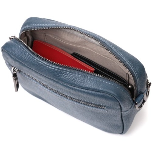 Сумка Vintage Жіноча крос-боді з натуральної шкіри Синя (22297)