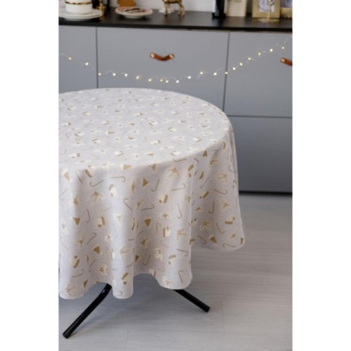 Скатертина Прованс Шапочки на бежевому Dх180 см (036816)