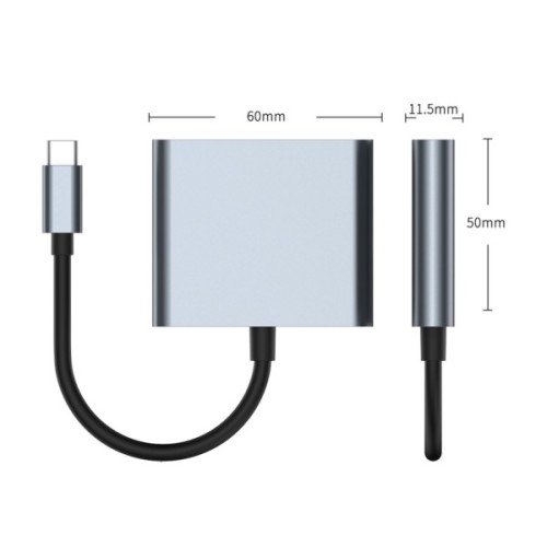 Концентратор Dynamode USB-C 3-in-1 1xHDMI 4K + 1xUSB 3.0 + 1xUSB-C PD 87W (Multiport USB-C 3-in-1 dark grey)