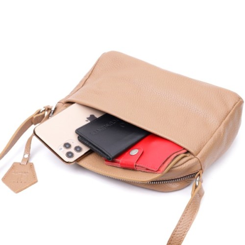 Сумка Grande Pelle Крос-боді з натуральної шкіри Бежева (11652)