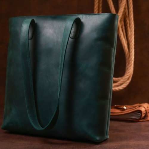 Сумка Shvigel Шкіряна вінтажна Зелена (16351)