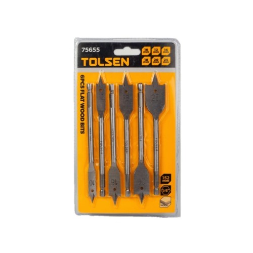 Набір свердл Tolsen пласких по дереву 6 шт 10, 12, 16, 18, 20, 25мм (75655)