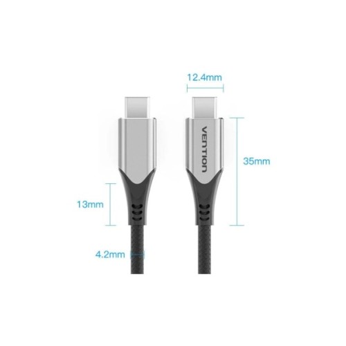 Дата кабель USB-C to USB-C 0.5m 60W USB 3.1 cotton braided Vention (TAAHD)