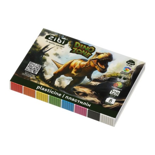 Пластилін ZiBi KIDS Line DINO 8 кольорів, 128 г (ZB.6277)