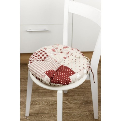 Подушка на стілець Прованс Печворк бордо Господиня D-40 см (4823093451223)