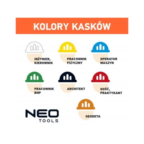 Каска захисна Neo Tools пластик ABS, пряжка для регулювання, помаранчева (97-225)