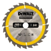 Диск пильний DeWALT CONSTRUCTION, 165х20 мм, 24z (ATB), +10 град (DT1934)