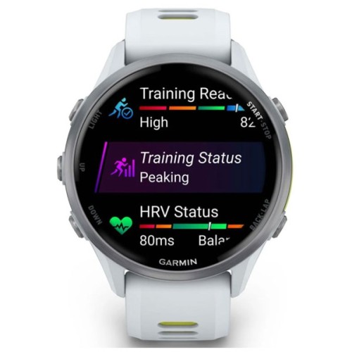 Смарт-годинник Garmin Forerunner 970, Whitestone/Amp Yellow, GPS (010-02969-11)