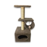 Дряпка (кігтеточка) для котів Природа Саванна з барабаном 38x38x90 см капучино (4823082442645)