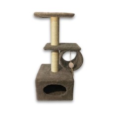 Дряпка (кігтеточка) для котів Природа Саванна з барабаном 38x38x90 см капучино (4823082442645)