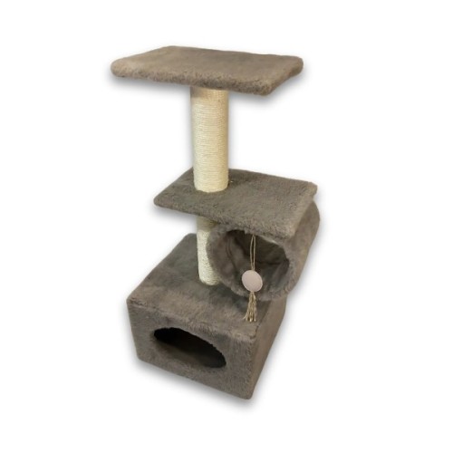 Дряпка (кігтеточка) для котів Природа Саванна з барабаном 38x38x90 см капучино (4823082442645)