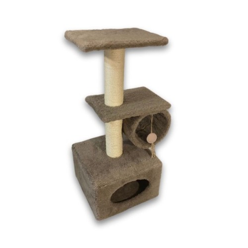 Дряпка (кігтеточка) для котів Природа Саванна з барабаном 38x38x90 см капучино (4823082442645)