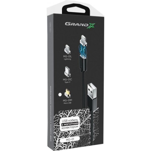 Дата кабель USB 2.0 AM to Micro 5P 1.0m Magnet Grand-X (MG-01M)