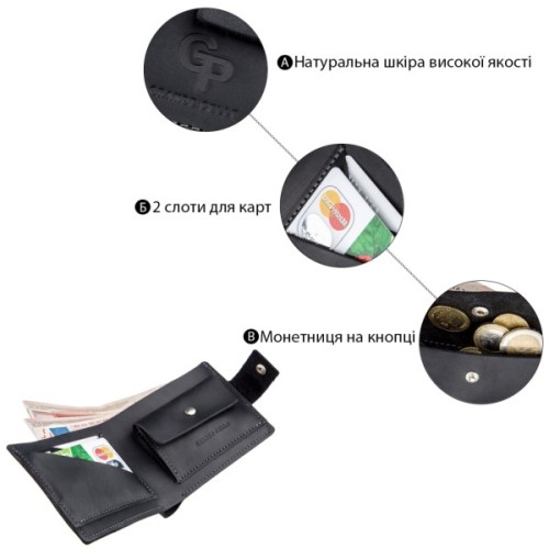 Портмоне Grande Pelle У вінтажному стилі Чорне (11228)