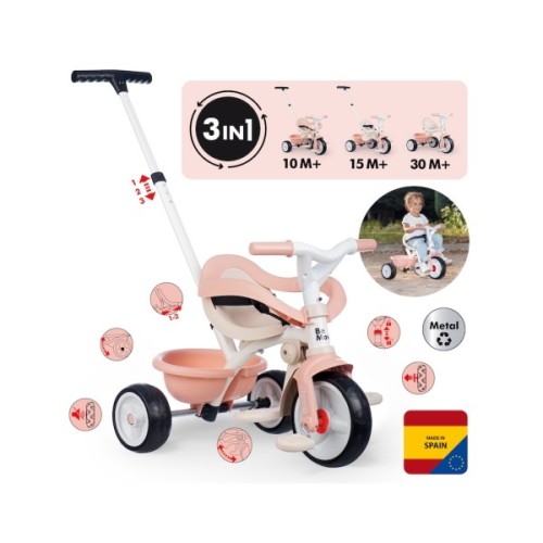 Дитячий велосипед Smoby Бі Муві. Комфорт 3 в 1 Рожева перлина (7600740419)