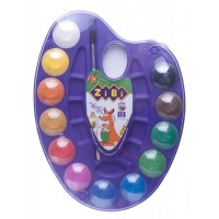 Акварельні фарби ZiBi KIDS Line на палітрі, 12 кол. натур. пензель фіолетові (ZB.6558-07)