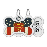 Адресник для тварин WAUDOG Smart ID з QR паспортом "Супермен Америка" кістка 40х28 мм (0640-1010)
